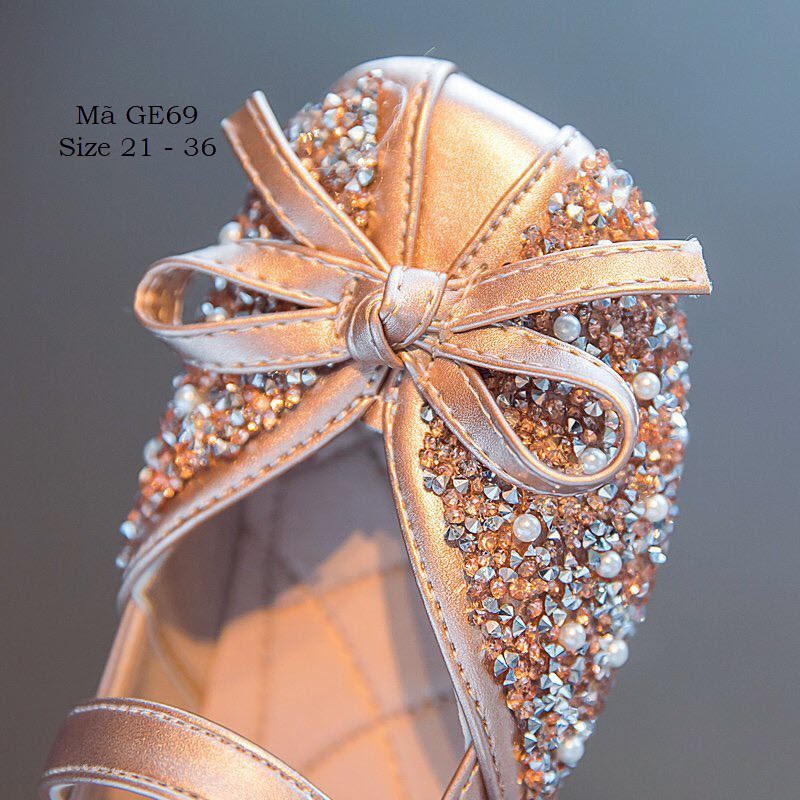 Giày công chúa vàng kim lấp lánh cho bé gái 1 - 12 tuổi GE69