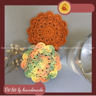 Đế lót ly Handmade, đế lót cốc bằng len hình hoa cổ điển