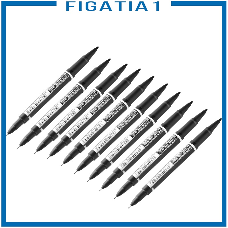 Set 10 Bút Đánh Dấu Hai Đầu Màu Đen Chống Thấm Nước figatia1