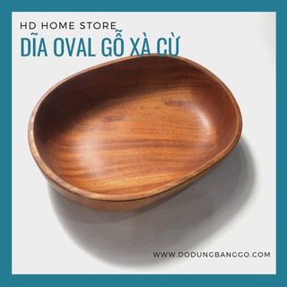 [Dụng cụ nhà bếp hiện đại] - Dĩa oval đựng trái cây gỗ xà cừ tự nhiên