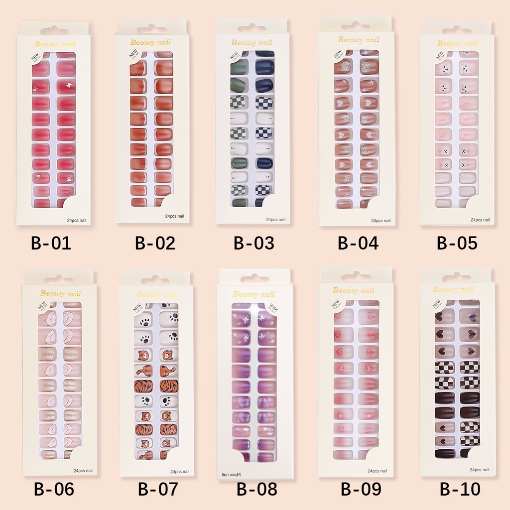 Bộ Móng Tay Giả Kèm Miếng Dán Trang Trí Nghệ Thuật DIY