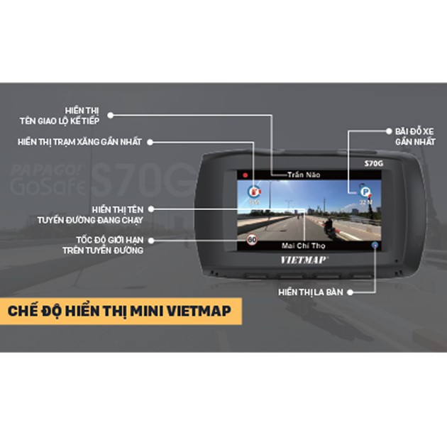 Camera hành trình Ô tô Vietmap S70G PAPAGO GOSAFE - Bảo hành 12 tháng Chính hãng