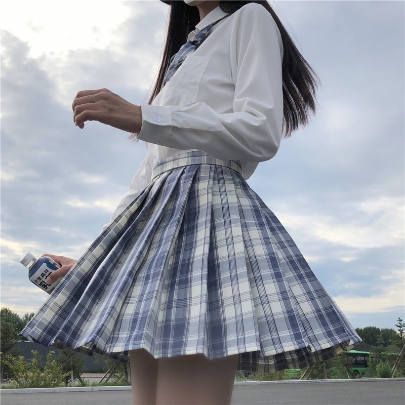 Áo Sơ Mi Đồng Phục Học Sinh Tay Dài Màu Trắng Sữa Phong Cách Nhật Bản