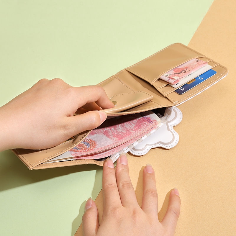 KAITIFEI Ví mini da PU mềm hình chú gấu đáng yêu dành cho nữ