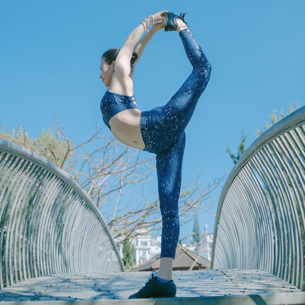 OLABEN Quần tập Yoga Gym nữ Lưng V Boleyn Navy Legging