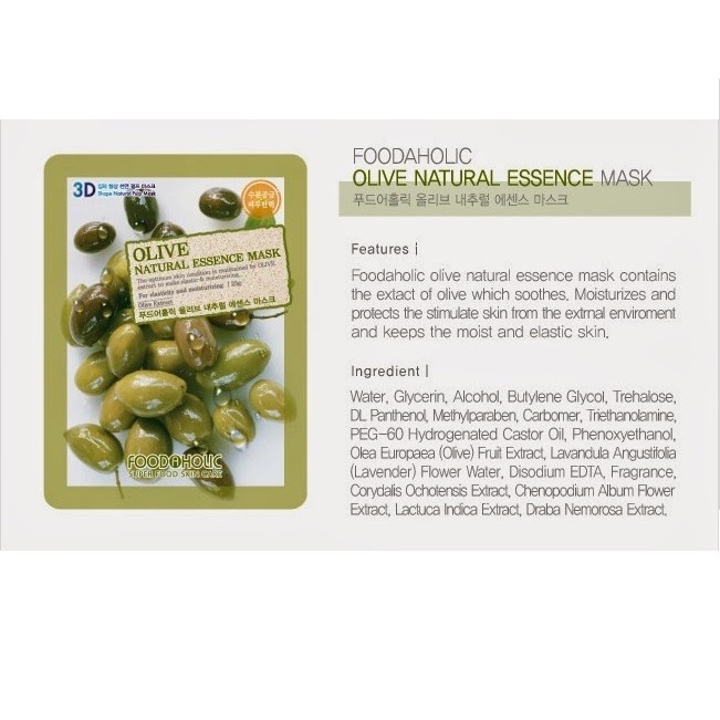 Combo 10 Mặt Nạ Giúp Da Mịn Màng, Căng Bóng Chiết Xuất Olive Foodaholic 3D Olive Natural Essence Mask 23ml x 10