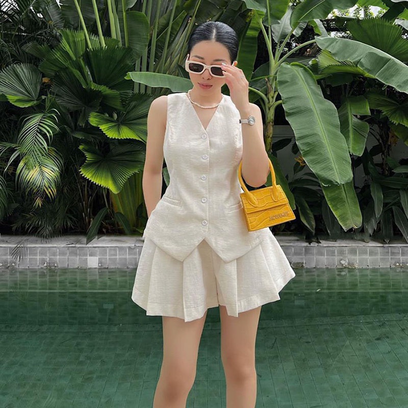 Sét Áo Gile Chiết Eo Kèm Quần Giả Váy Xếp Ly Hàng Quảng Châu SB6129- Lolla_Fashion