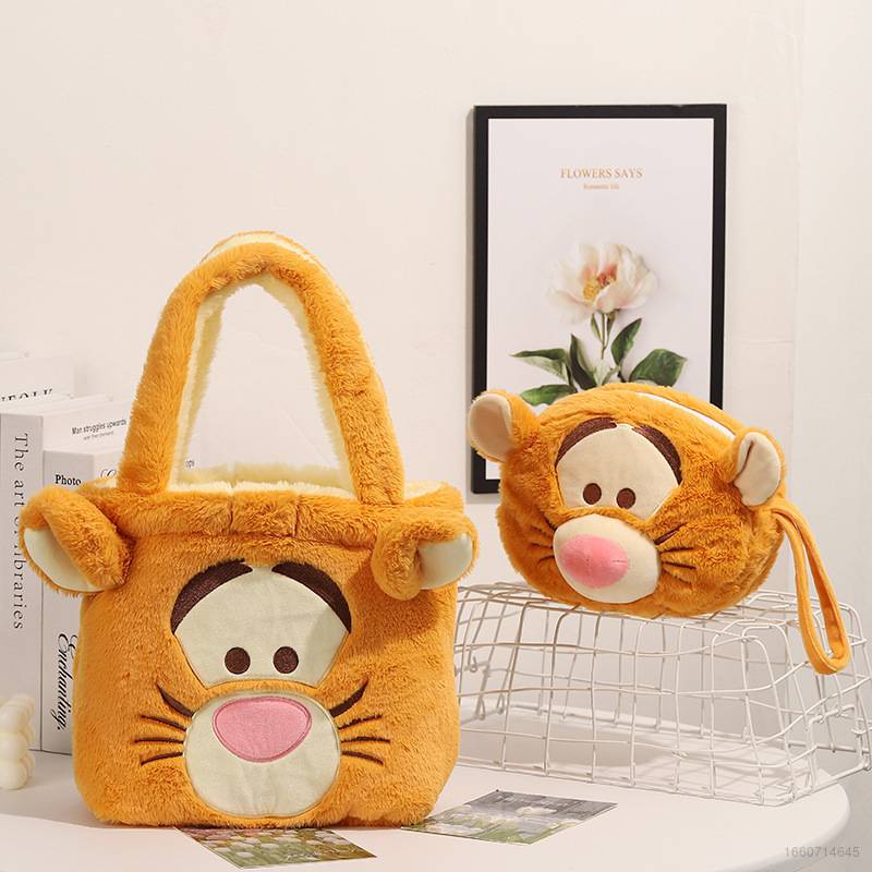 DISNEY Ellen Túi Xách Hai Mặt Hình Gấu Pooh / Hổ Nhồi Bông Đáng Yêu Có Thể Xoay Được
