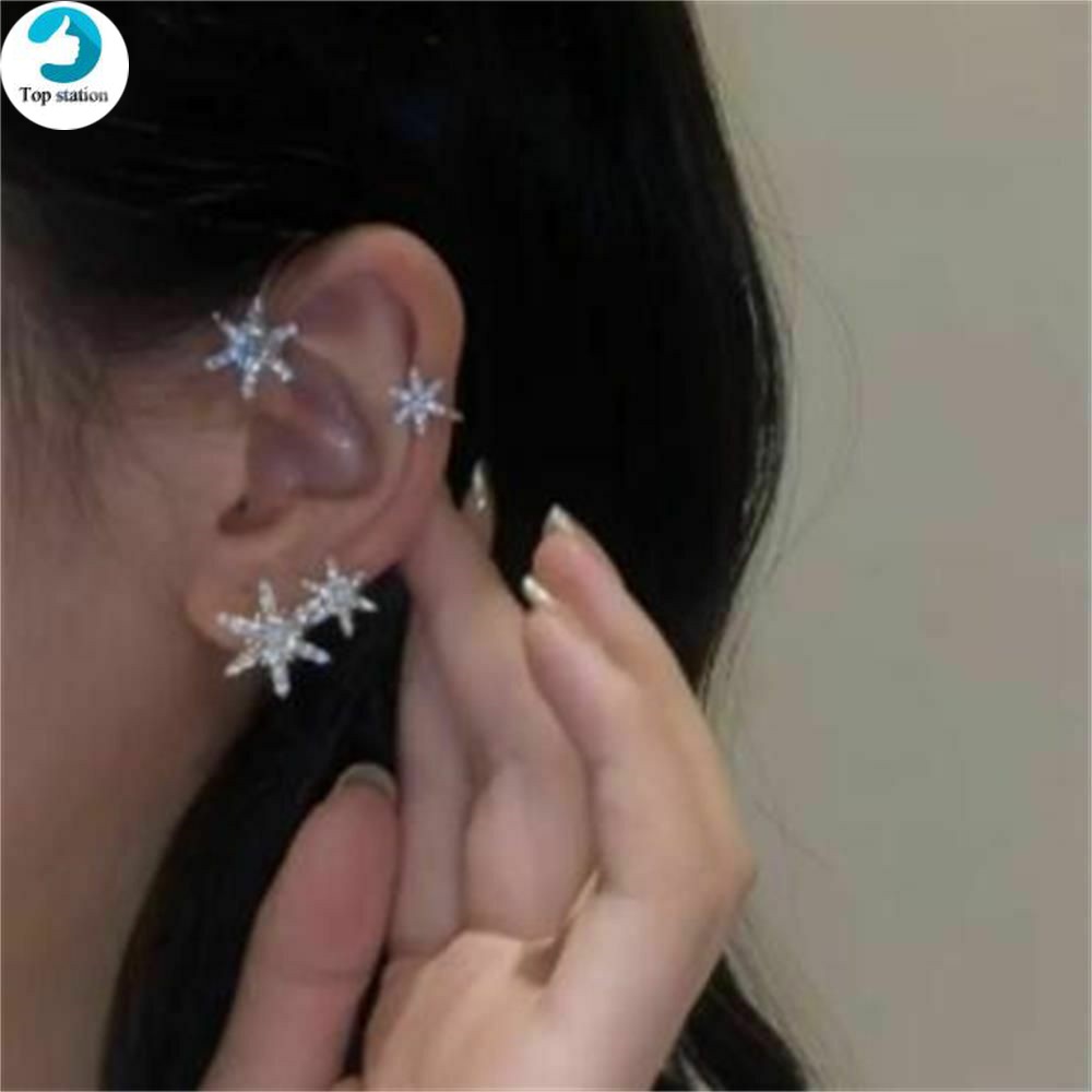 1 khuyên tai hình hoa tuyết đính đá lấp lánh