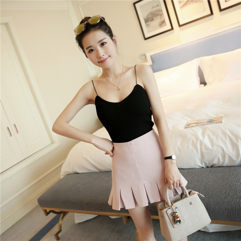 [Mã FAMAYWA giảm 10K đơn 50K] Áo Nữ Hai Dây Quyến Rũ Chất Len Ôm Sát Co Dãn, APG10