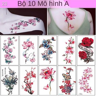 Hình xăm dán không thấm nước cho nữ lâu dài tươi trẻ gợi cảm hoa hồng bướm thật 3D vĩnh viễn