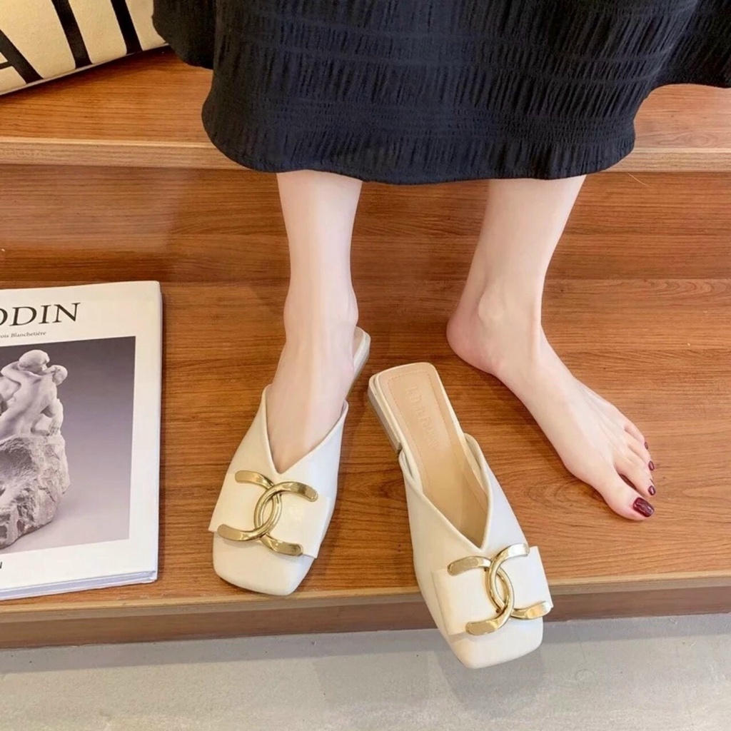 Video + Ảnh thật Dép sục nữ khóa x da mềm êm chân siêu xinh