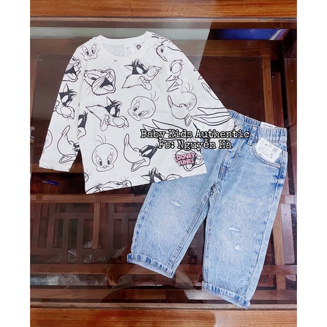 Áo cotton thun dài tay bé trai sz 4m-3y