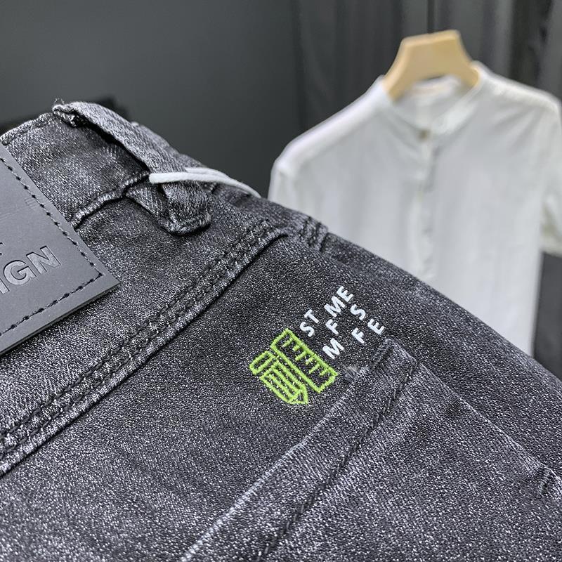 Quần Jean Dài Co Giãn Thêu Trang Trí Phong Cách Hàn Quốc Dành Cho Nam