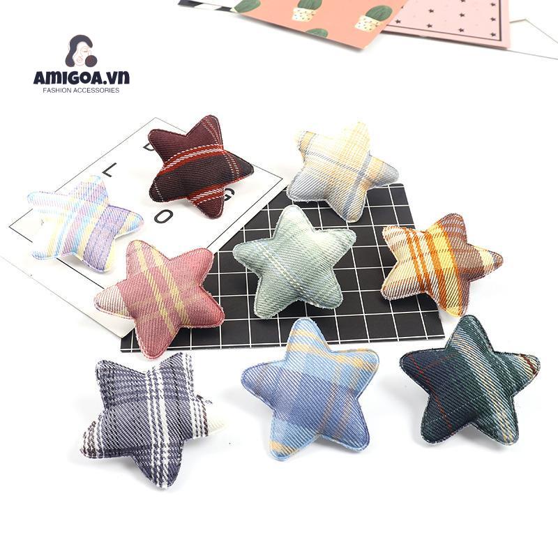 Kẹp Tóc Vải Kẻ Sọc Đính Ngôi Sao Dễ Thương