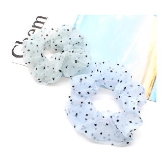 Scrunchies họa tiết chấm bi (dây cột tóc vải)