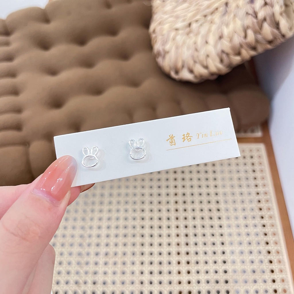 Khuyên tai bạc S925 hình học đơn giản thời trang 2021 xinh xắn