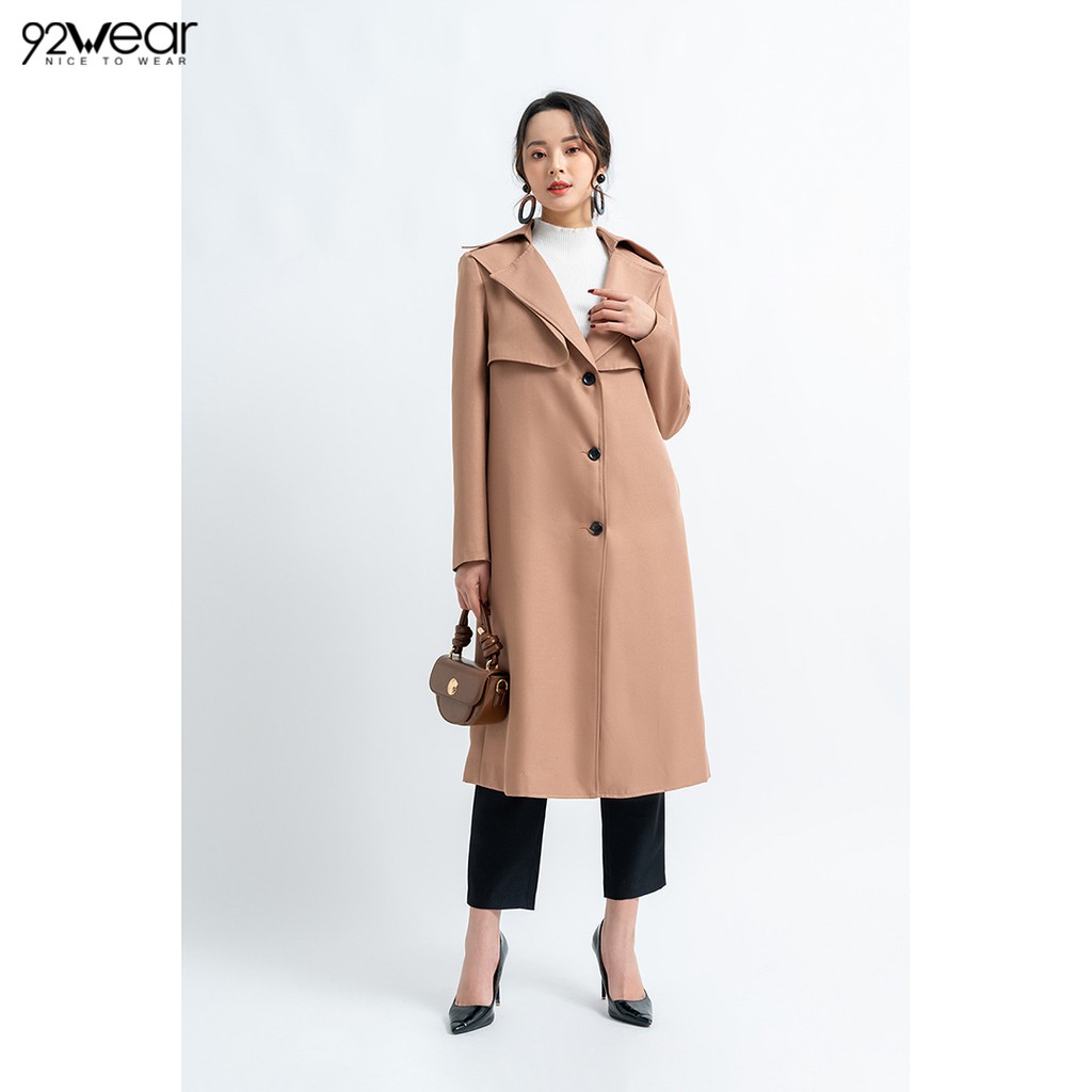 Áo khoác măng tô nữ cổ bẻ 2 tà KOW0658 - 9