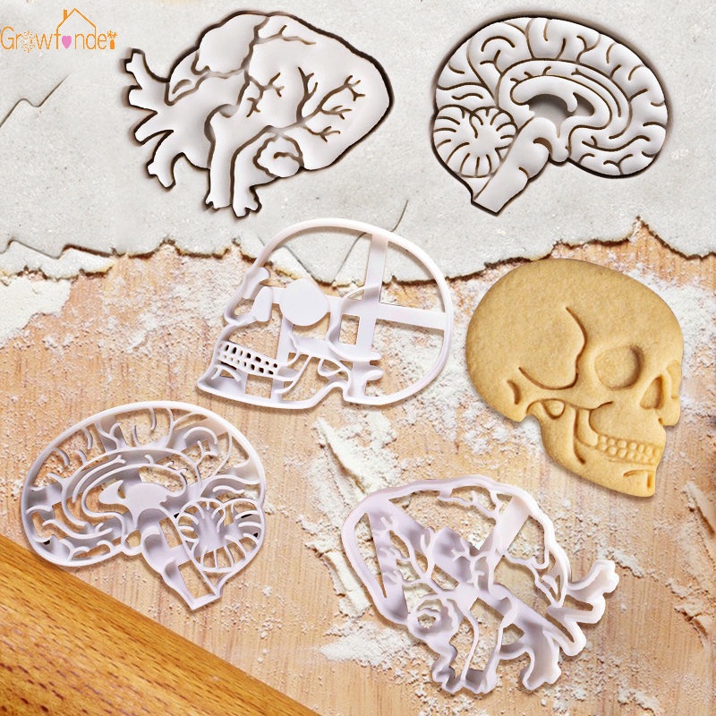 1 Khuôn Làm Bánh Quy / Sô Cô La Hình Bộ Não 3D Bằng Nhựa Phong Cách Halloween
