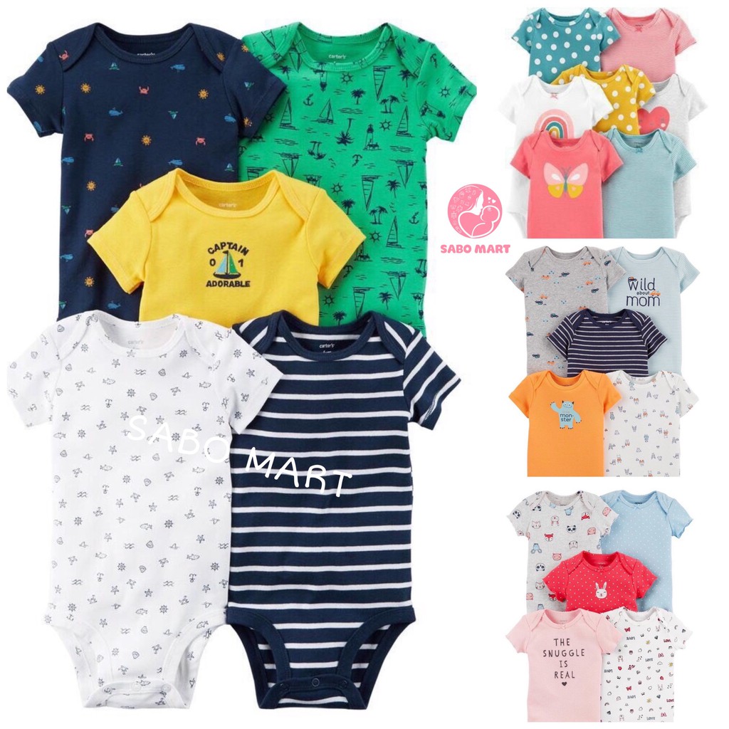 Body Chip, Bodysuit Cộc Tay Xuất Dư Cho Bé Trai Bé gái 0-24m