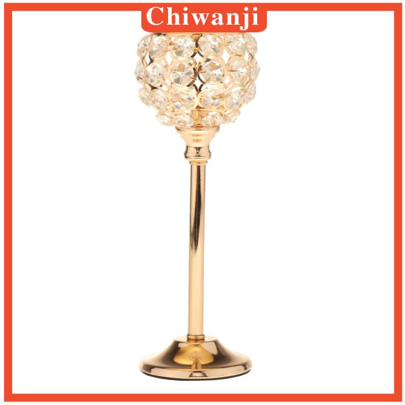 Giá đỡ đèn cầy bằng pha lê màu vàng 16.5cm trang trí tiệc