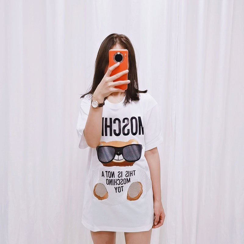 Áo phông gấu Moschino nữ | Áo phông gấu tay lỡ  FORM rộng 100% COTTON | BigBuy360 - bigbuy360.vn