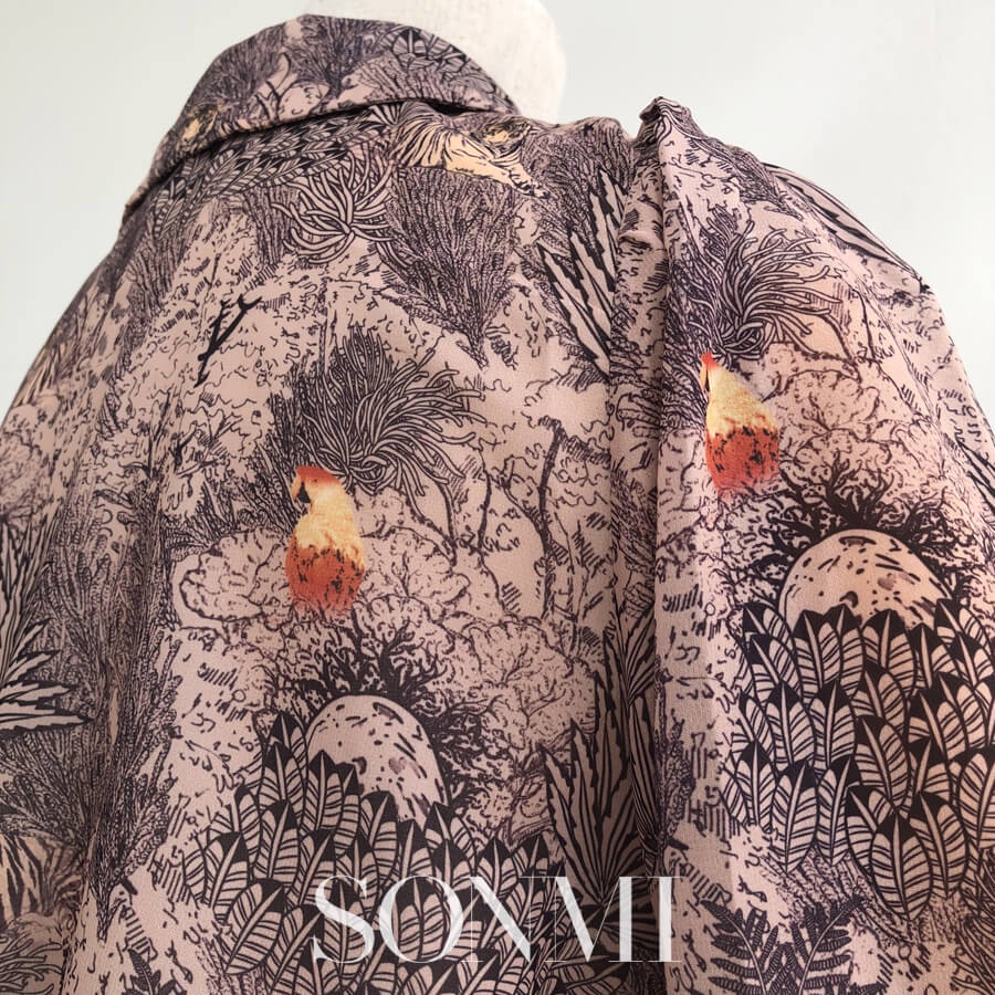 Áo Blouse SONMI Hàn Quốc Họa Tiết Tay Dài Dáng Suông LUMI MARGOT