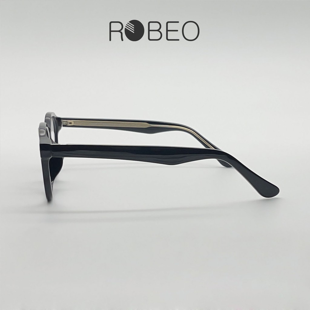 Gọng kính cận nam nữ ROBEO R0414, gọng vuông đa giác mắt chống ánh sáng xanh - Fullbox
