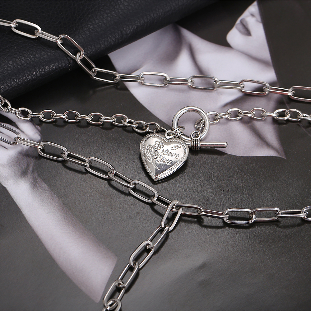 Vòng Cổ Choker Nhiều Lớp Mặt Hình Trái Tim Thời Trang