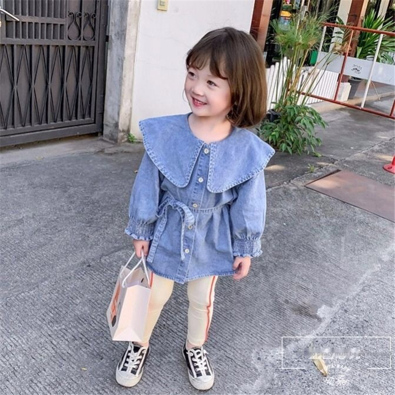 Áo Khoác Denim Dáng Dài Phong Cách Hàn Quốc Cho Bé Gái 2-15 Tuổi