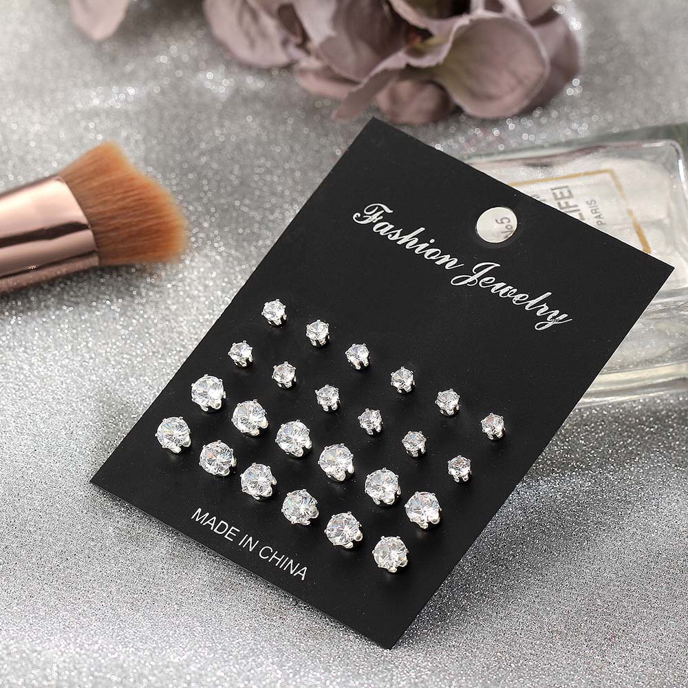 Set 12 Đôi Bông Tai Kim Loại Cho Nữ