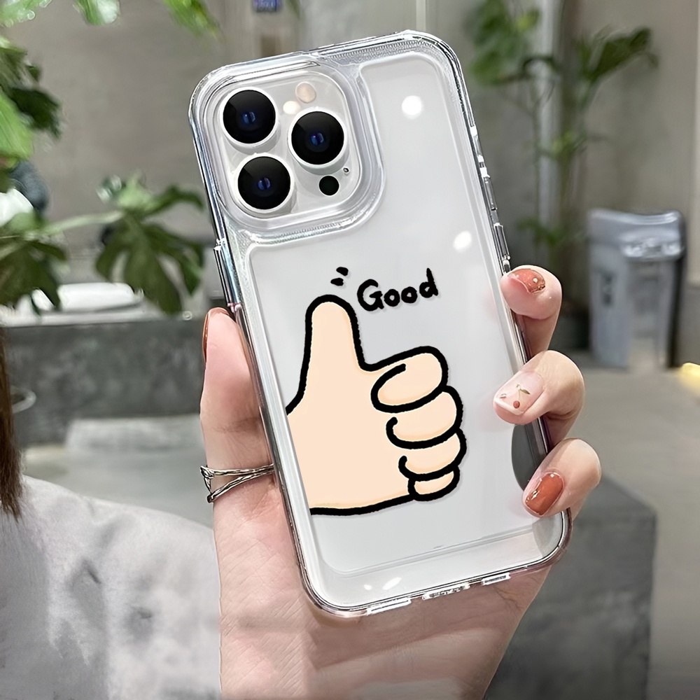 Ốp Điện Thoại iphone lưng cứng Trong Suốt In Hình bàn tay Good đủ mã cho 14ProMax 14Plus 13 11 12 7Plus X XR XS Max 8 7