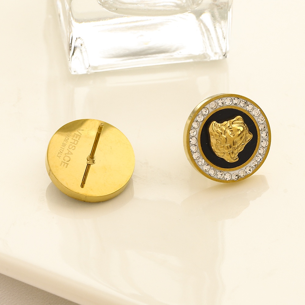 VERSACE Bông Tai Chữ V Bằng Thép Titan Thời Trang