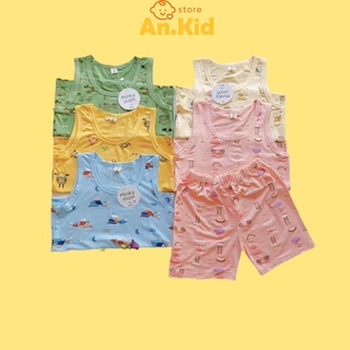 Bộ Ba Lỗ Size Lớn Bé Gái, Bé Trai Minky Mom Vải Thun Lạnh Hoạt Hình, Ba Lỗ Cho Bé Thoáng Mát Hè - AN.KID