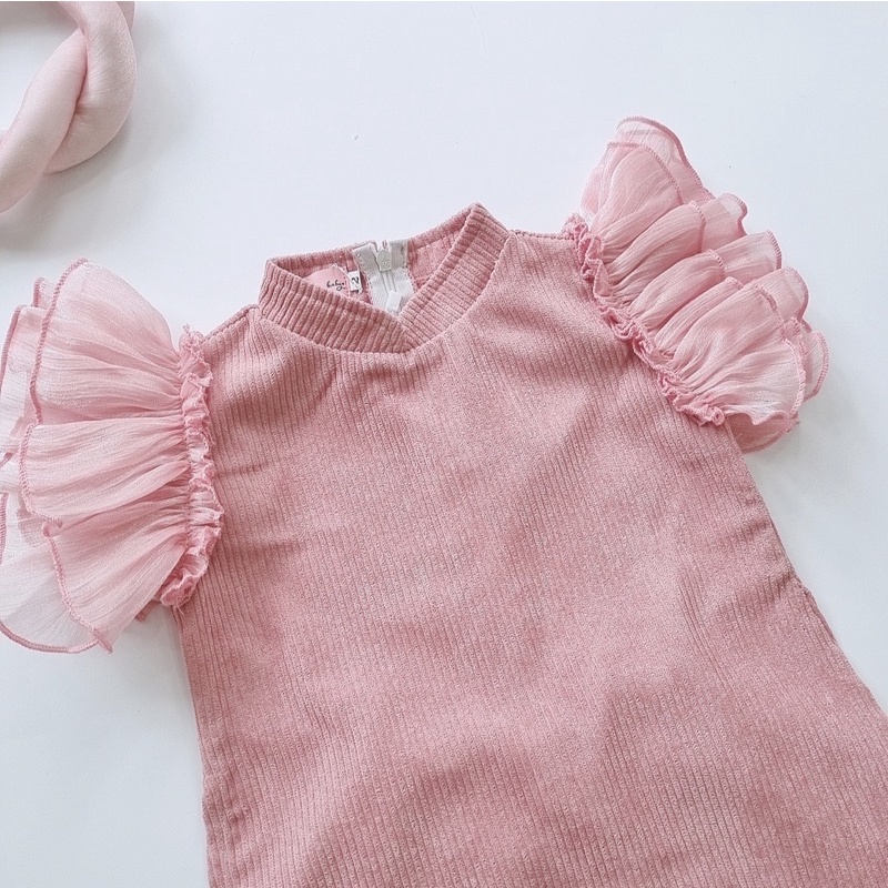 [HÀNG THIẾT KẾ] Áo Dài Màu Hồng Phối Chân Váy Bèo 2 Tầng Siêu Cấp Cho Bé Từ 4kg - 30kg)