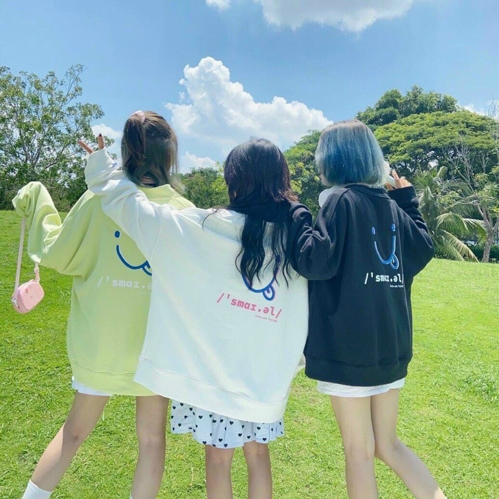 Áo khoác nỉ nút cardigan unisex form rộng Mặt Cười Smile nam nữ ulzzang Nam Anh 24