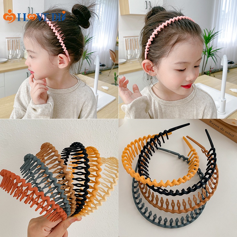 Băng Đô Cài Tóc Răng Thưa Bằng Resin Màu Trơn Chống Trượt Thanh Lịch Dành Cho Nữ