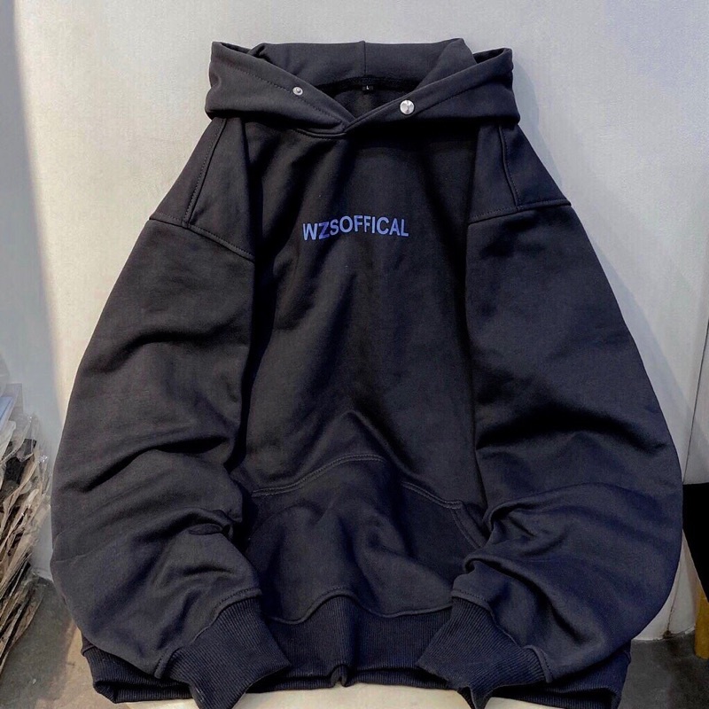 Áo nỉ hoodie cúc bấm in cá tính dày dặn (annstore_ảnh thật)
