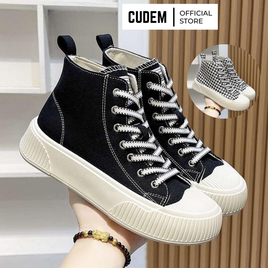 Giày thể thao nữ cổ cao 1970s độn đế cao phong cách Hàn Quốc hot trend S51