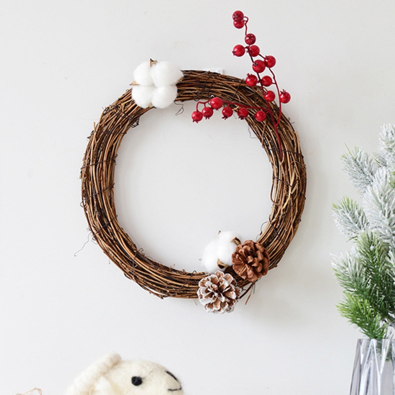 SYD Door Hanging Rattan Wreath Circle DIY Christmas Crafts Vine Ring Hoop Easter Wedding Home Party Decoration Ornament