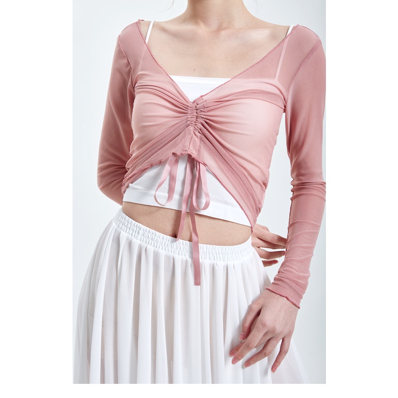 (((M &amp; E) Áo Khiêu Vũ Tay Dài Mỏng Nhẹ Có Dây Buộc Hóa Trang Rhyme Show Body Pr