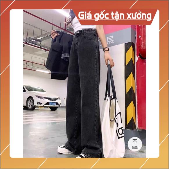 Quần jean bò ống suông rộng nữ lưng cao vải dày đẹp cao cấp hàng Quảng Châu phong cách Hàn Quốc style 2021-HAPONO-J034 | BigBuy360 - bigbuy360.vn