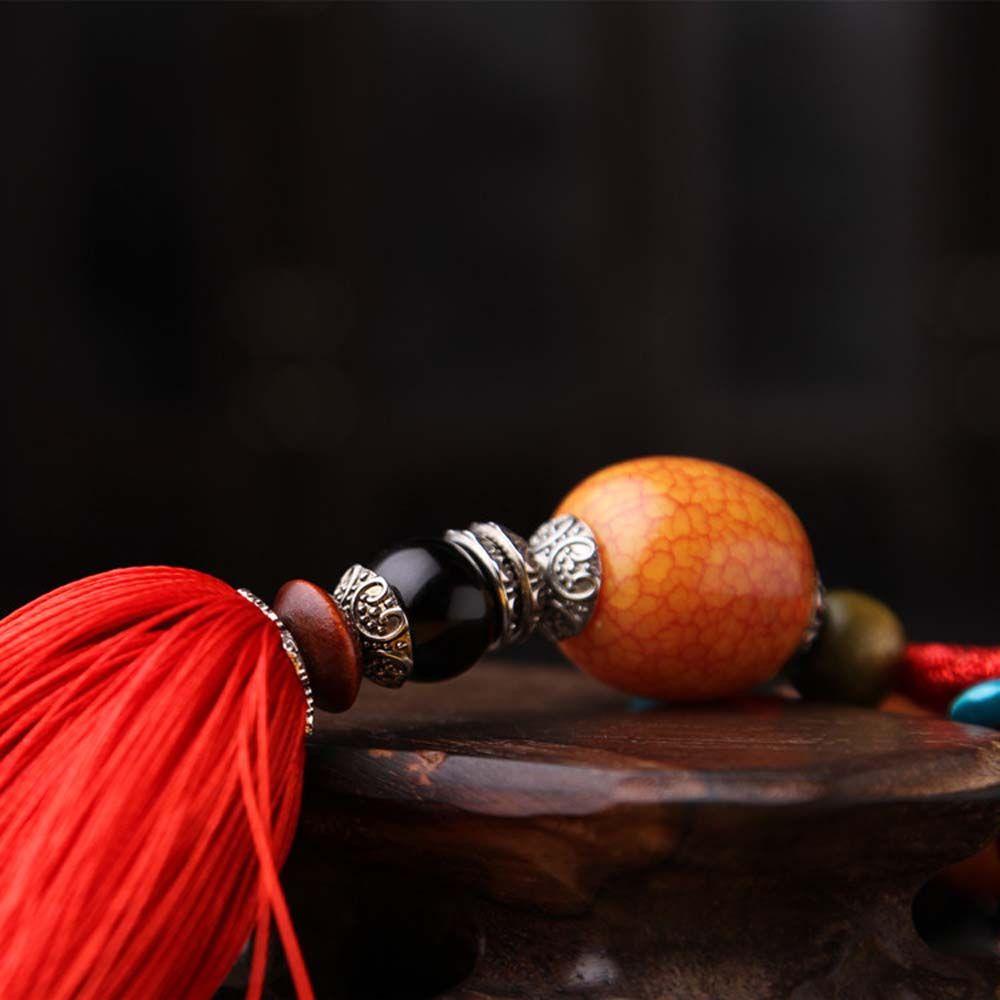 Dây Treo Trang Trí Xe Hơi / Gương Chiếu Hậu Bằng Gỗ Đào Khắc Chữ Happy Buddha