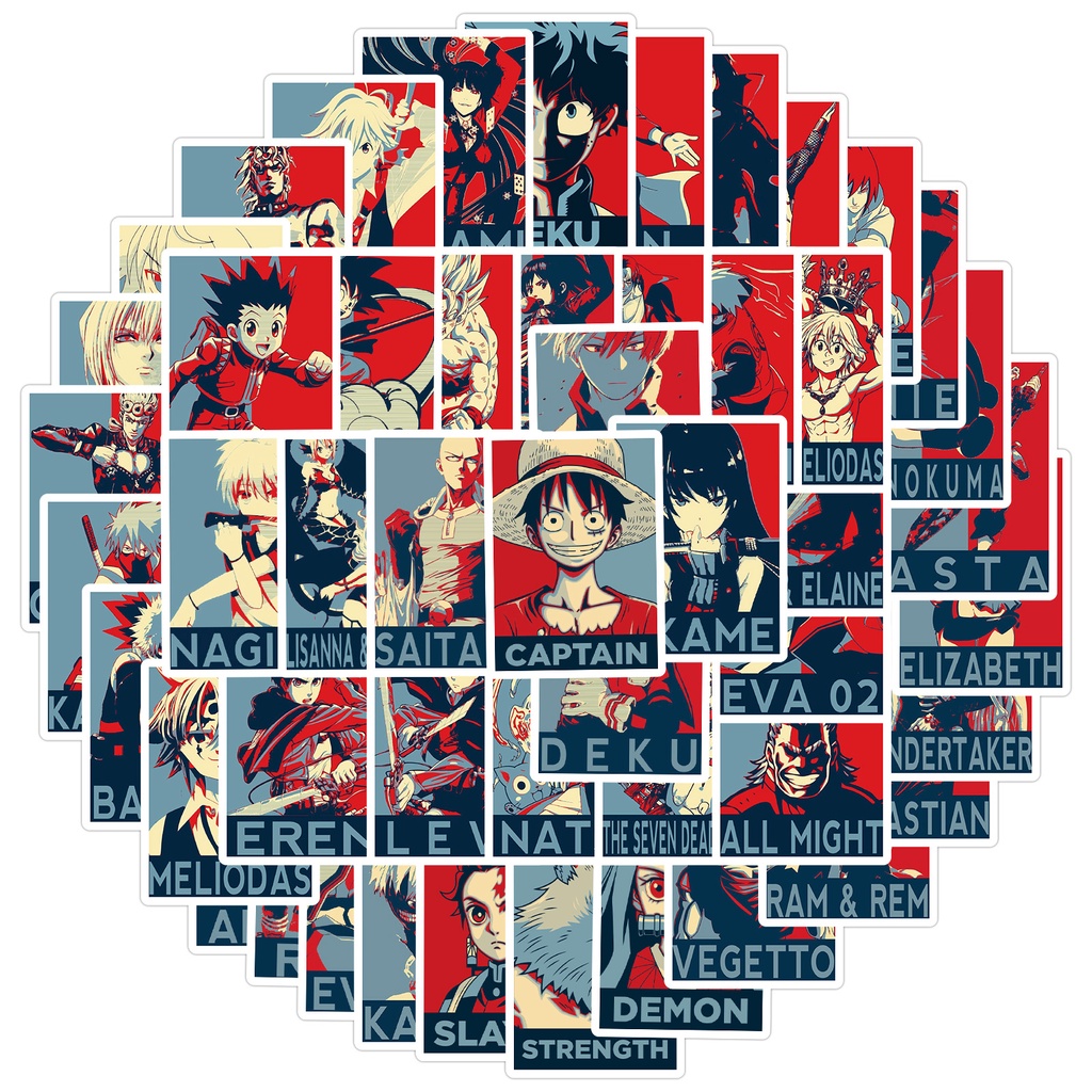 Y&P| Hình Dán Chống Nước Loạt Anime Nhật Bản Anime Mũ Bảo Hiểm Máy Tính Xách Tay Hành Lý Dán Thiết Lập, 50 tờ