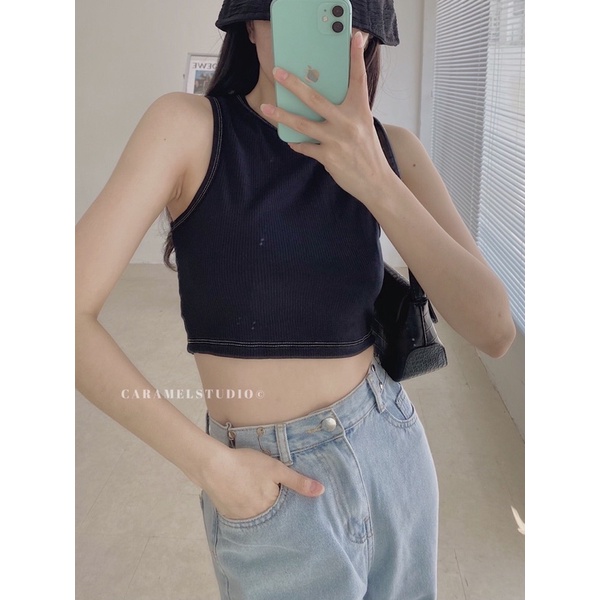 Áo thun gân viền chỉ