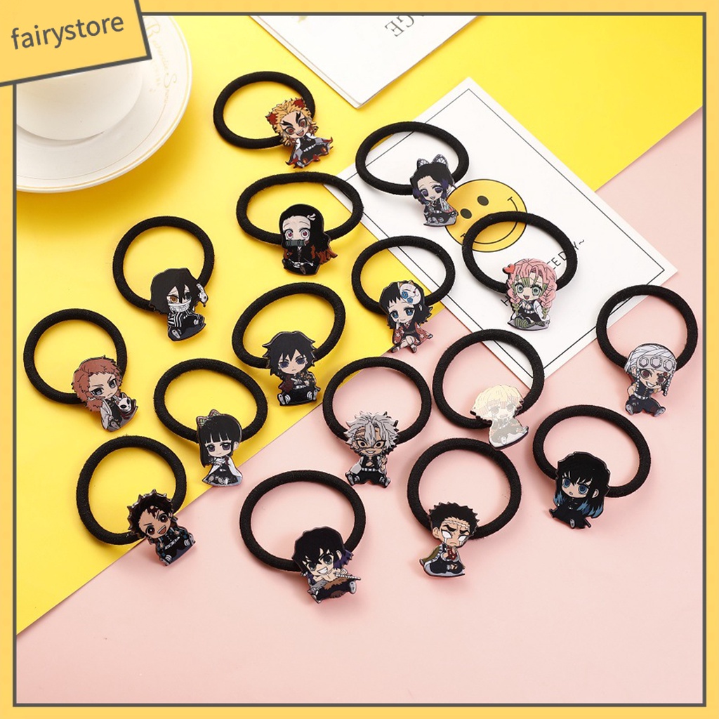 Dây Cột Tóc Bằng Vải Cotton In Họa Tiết Anime Demon Slayer Dễ Thương Cho Nữ