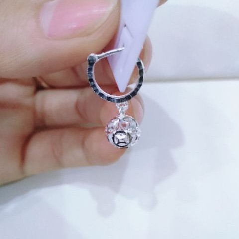 Bông tai bạc bông tua cầu kim tiền phay bóng siêu sáng_Van jw