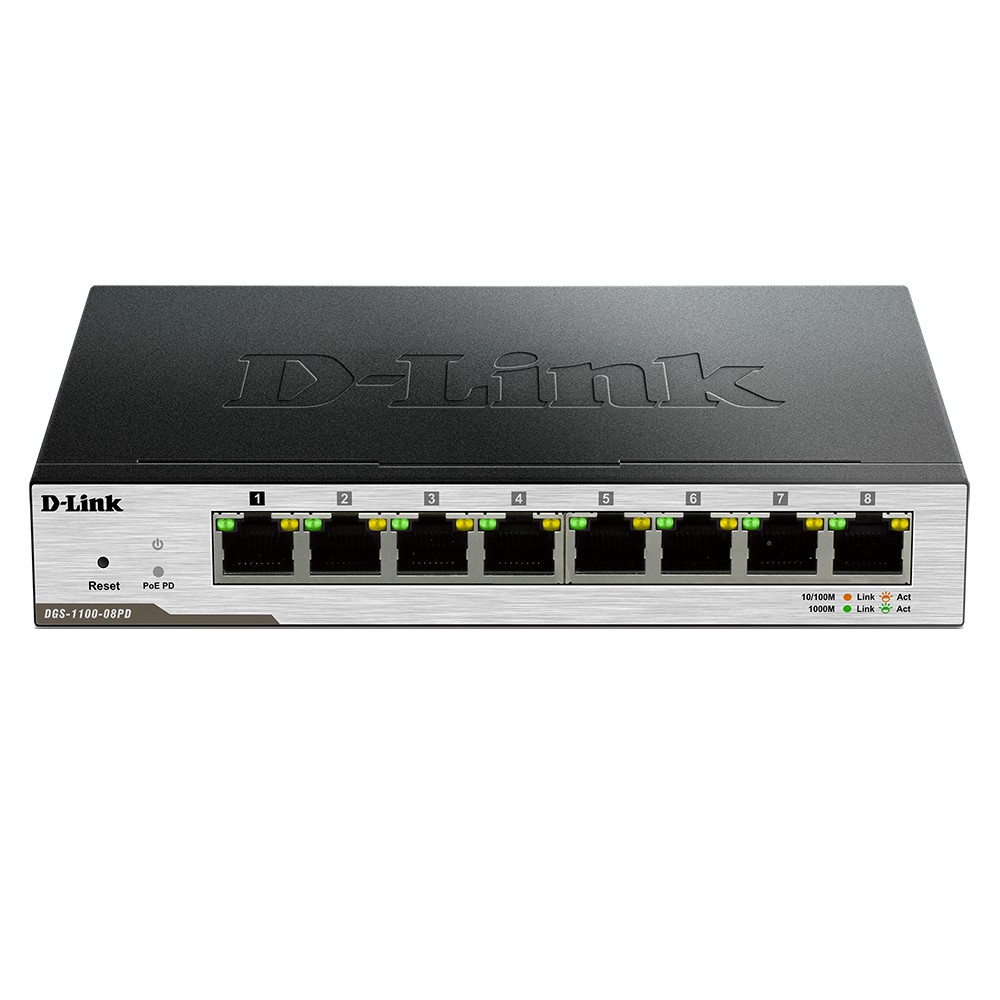 8-Port Gigabit PoE-Powered Smart Managed Switch D-Link DGS-1100-08PD