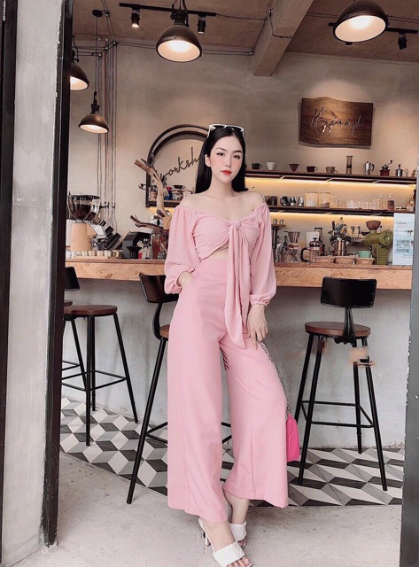 ▪️Set quần suông + áo buộc ngực Tk cao cấp