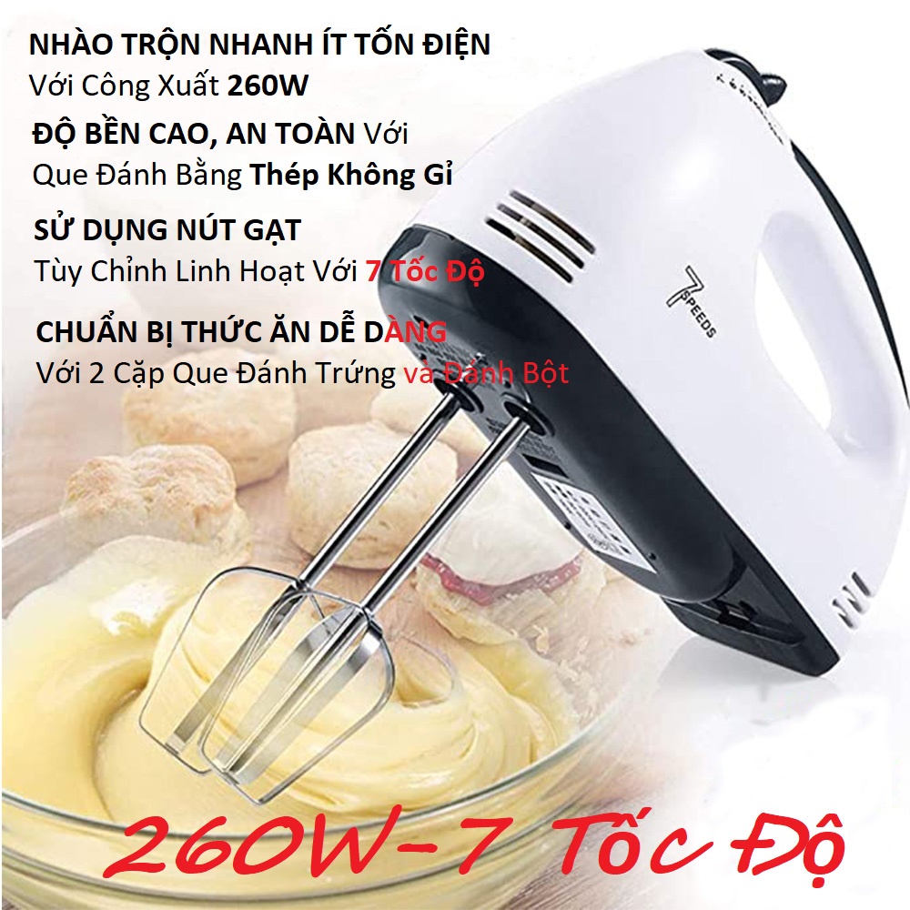 Máy Đánh Trứng Cầm Tay Scarlett 260W-7 Tốc Độ-Bảo Hành 6 Tháng (Hàng Chính Hãng)